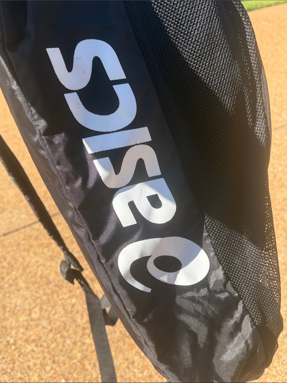 Asics Black Large Capacity Nylon Backpack with White Logo